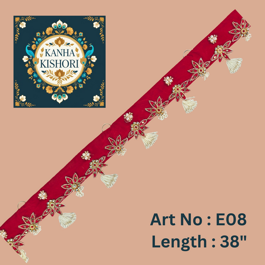 Traditional Red Toran with Elegant Beaded Accents
