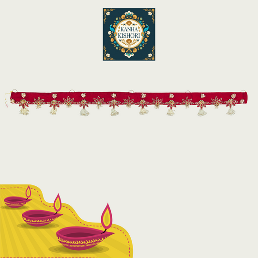 Traditional Red Toran with Elegant Beaded Accents
