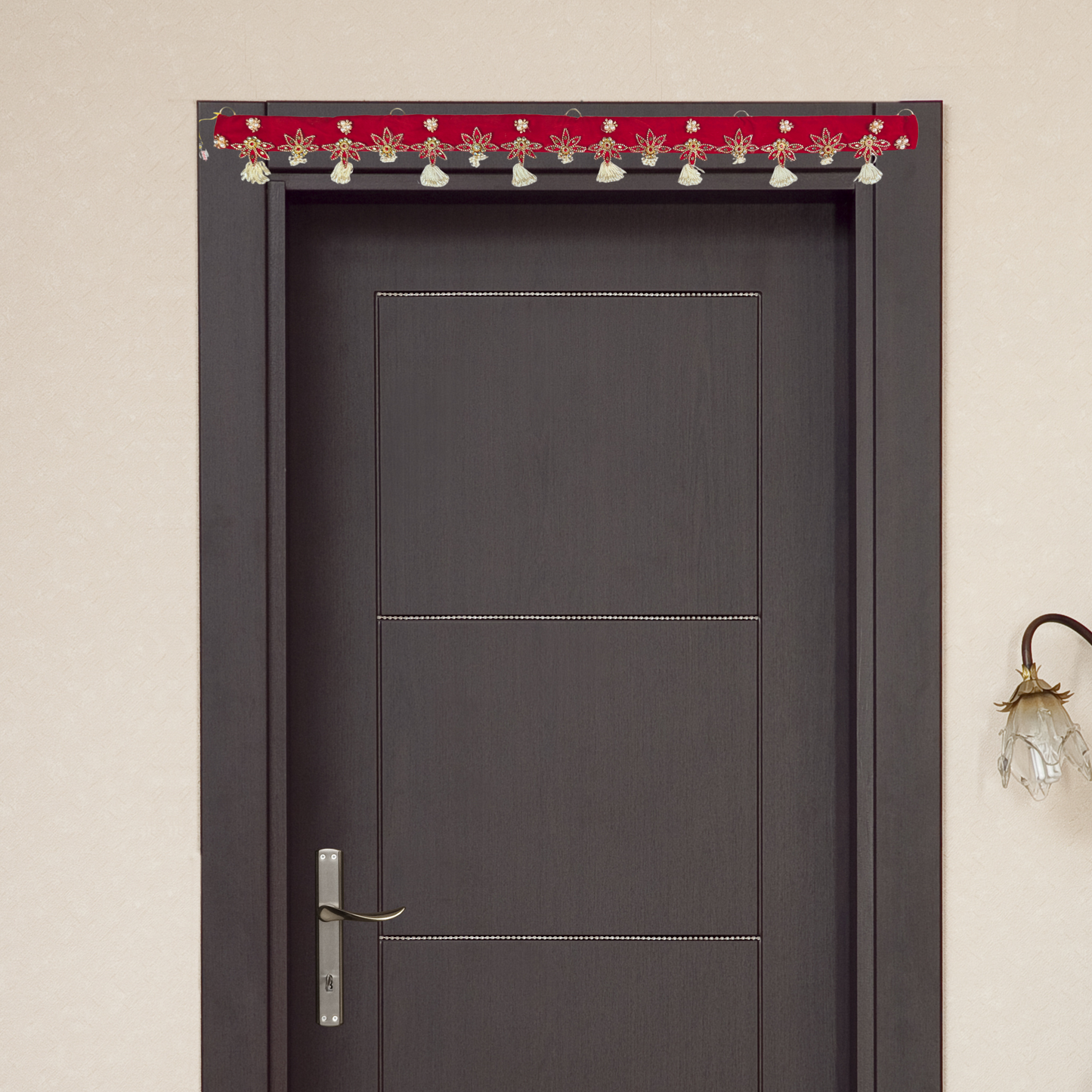 Traditional Red Toran with Elegant Beaded Accents