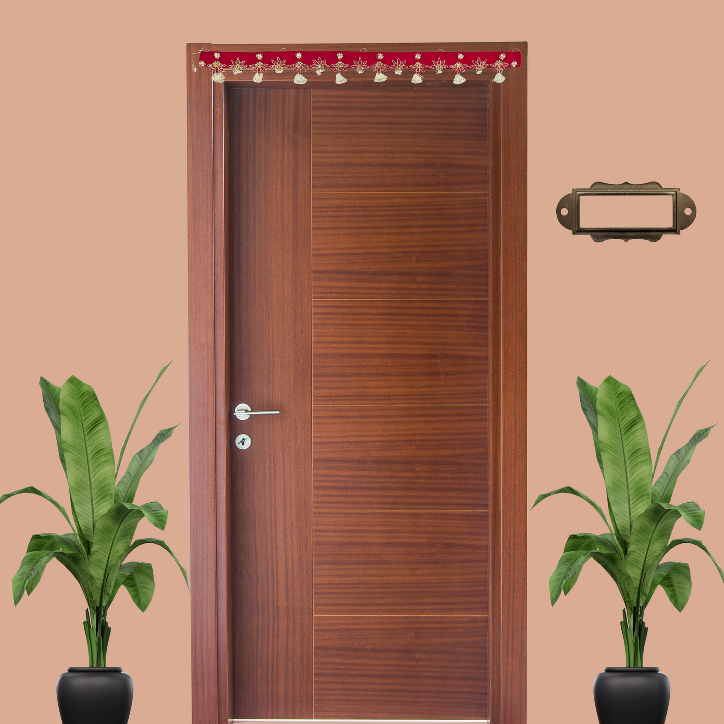 Traditional Red Toran with Elegant Beaded Accents
